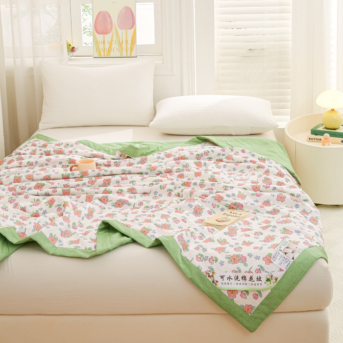 91家纺网 家纺一手货源 找家纺 锦鹭被业 2025新款A类里外全棉印花夏被 春的味道