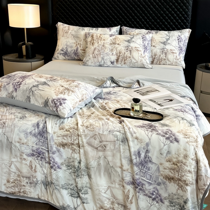 91家纺网 家纺一手货源 找家纺 花满路 2025新款成人夏被 兰亭