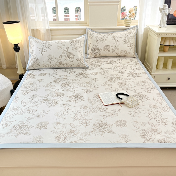 91家纺网 家纺一手货源 找家纺 绒艺席业 2025新款600D冰丝印花数码印花冰藤席赫本风系列 春风吹