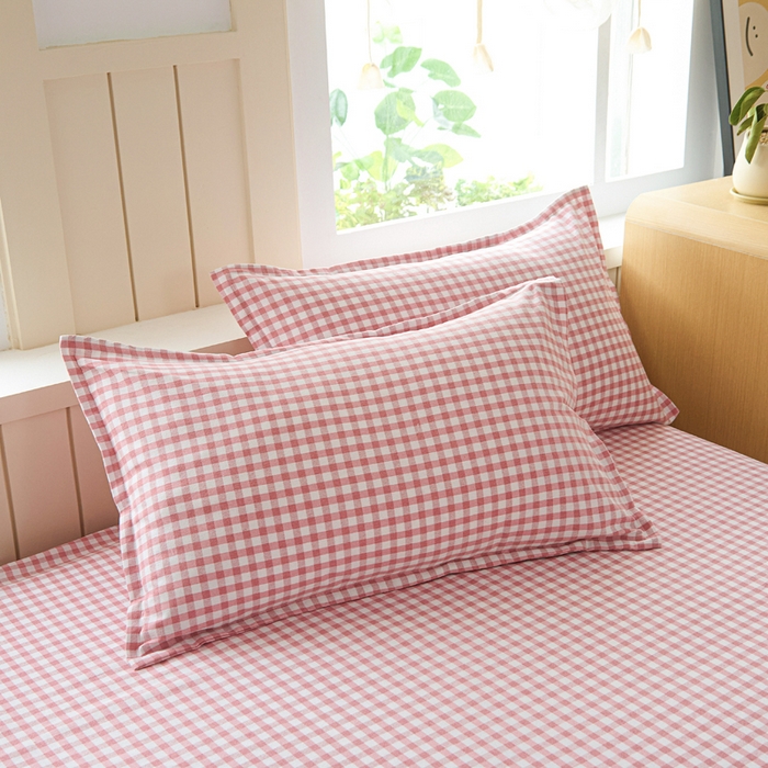 91家纺网 家纺一手货源 找家纺 2025新款全棉色织老粗布四件套 红尘