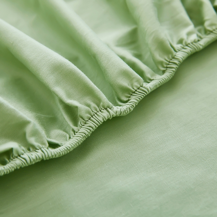 91家纺网 家纺一手货源 找家纺 艾橙家纺 2025新款正宗133x72喷气织造全棉纯棉纯色床笠三件套 抹茶绿