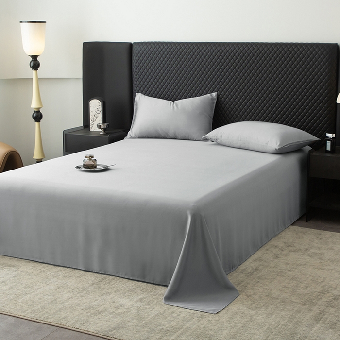 91家纺网 家纺一手货源 找家纺 简宜家居（朝初家纺） 2025新款A棉兰精天丝单床单 柔肌-高级灰