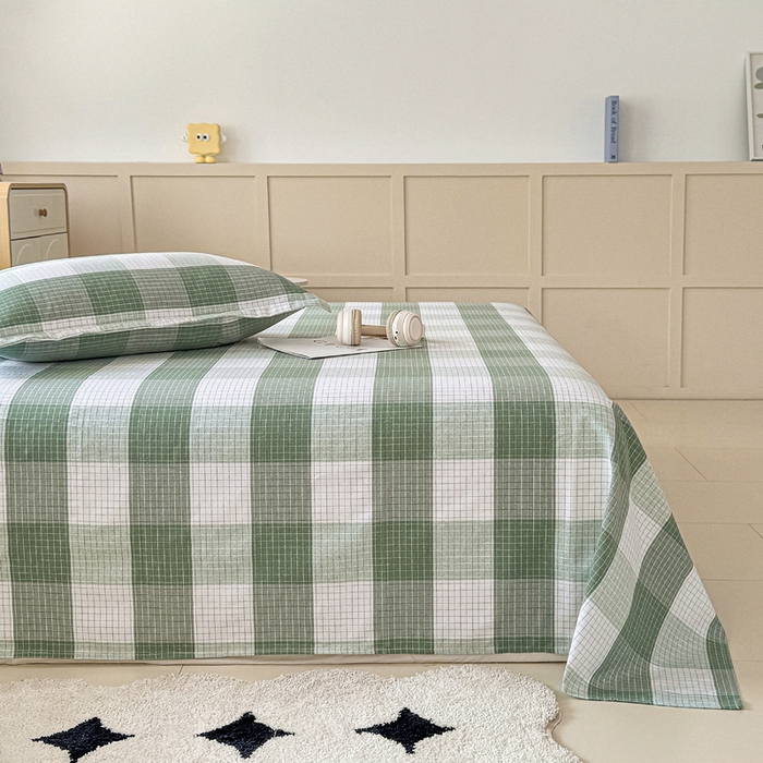 91家纺网 家纺一手货源 找家纺 2025新款全棉色织老粗布单床单 言格