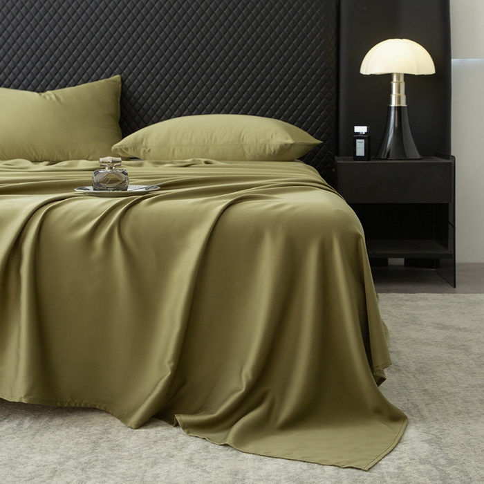 91家纺网 家纺一手货源 找家纺 简宜家居（朝初家纺） 2025新款A棉兰精天丝单床单 柔肌-松绿