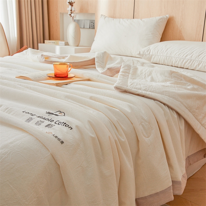 91家纺网 家纺一手货源 找家纺 2025新款无印风纯色100%新疆棉夏被夏凉被空调被棉花夏被棉花被子被芯爆款可机洗（包检测） 新疆棉-米白