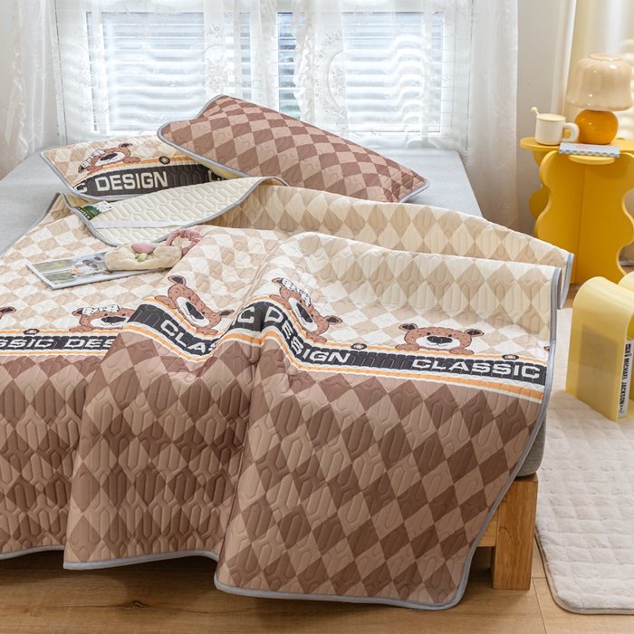 91家纺网 家纺一手货源 找家纺 默忆 2025新款凉感丝印花乳胶凉席 美好时光