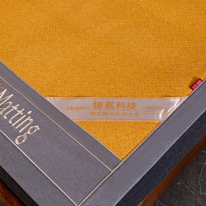 91家纺网 家纺一手货源 找家纺 卡罗兰 2025新款藤席凉席三件套床单床笠黄金藤系列 黄金藤小麦黄-床席