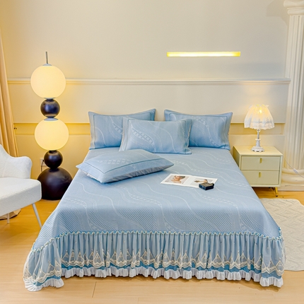 91家纺网 家纺一手货源 找家纺 （总）2025新款A类3d凉感冰豆豆床裙款凉席