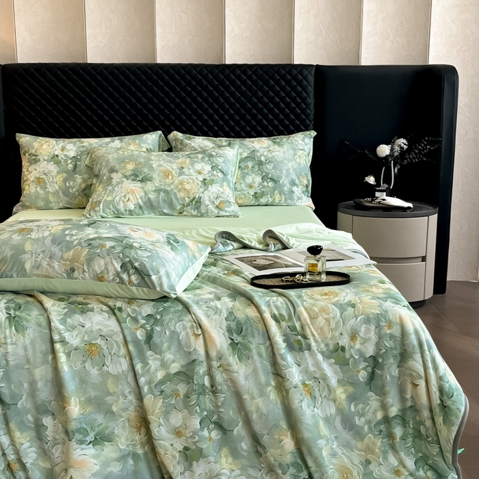 91家纺网 家纺一手货源 找家纺 花满路 2025新款成人夏被 丹青