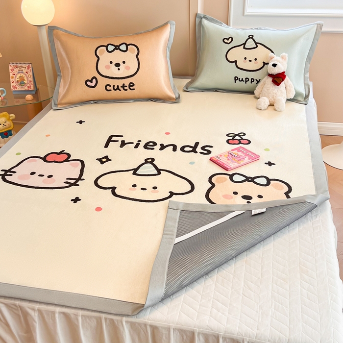 91家纺网 家纺一手货源 找家纺 （总）慕尚2025新款大板卡通冰丝席三件套