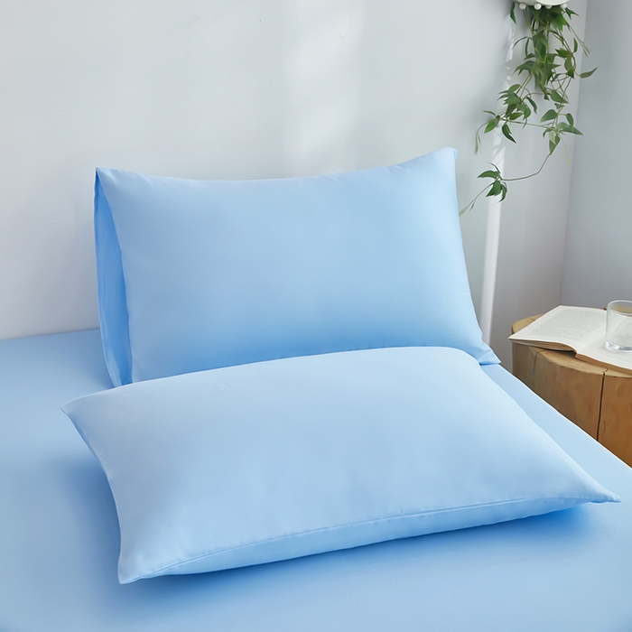 91家纺网 家纺一手货源 找家纺 艾橙家纺 2025新款正宗133x72喷气织造全棉纯棉纯色床笠三件套 天真蓝