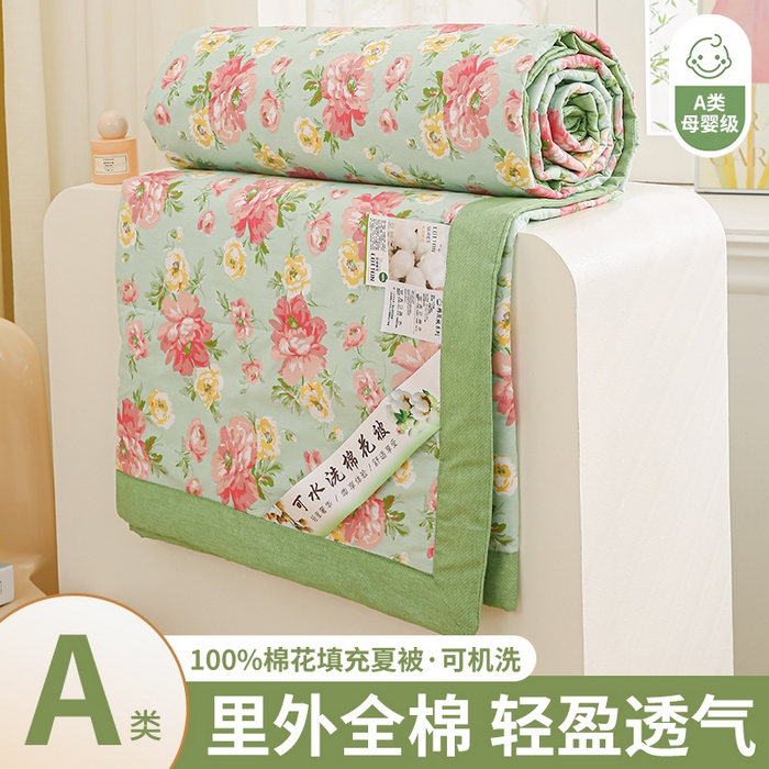 91家纺网 家纺一手货源 找家纺 锦鹭被业 2025新款A类里外全棉印花夏被 花团锦簇