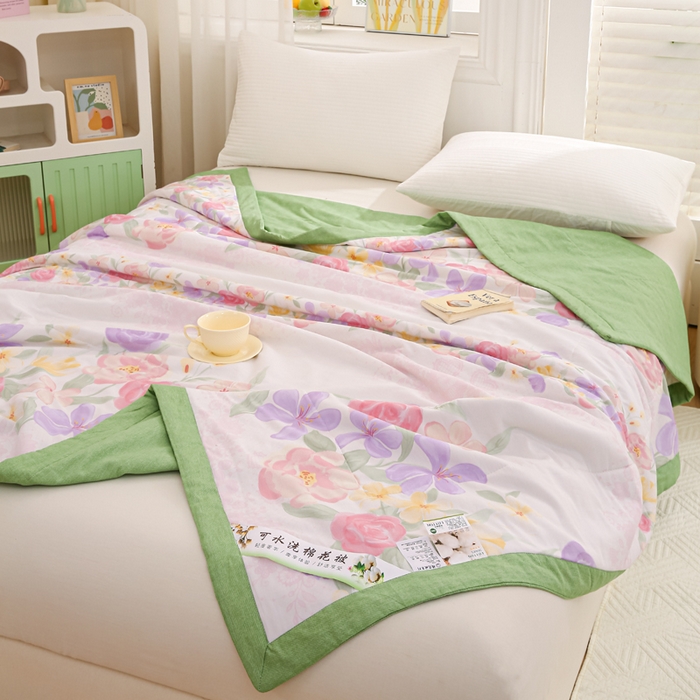 91家纺网 家纺一手货源 找家纺 锦鹭被业 2025新款A类里外全棉印花夏被 繁花邂逅