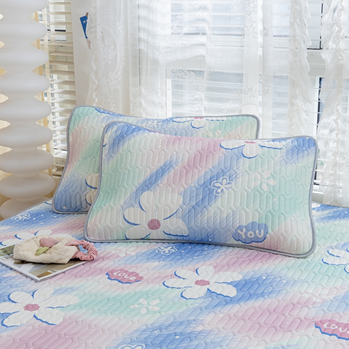 91家纺网 家纺一手货源 找家纺 默忆 2025新款凉感丝印花乳胶凉席 七彩世界