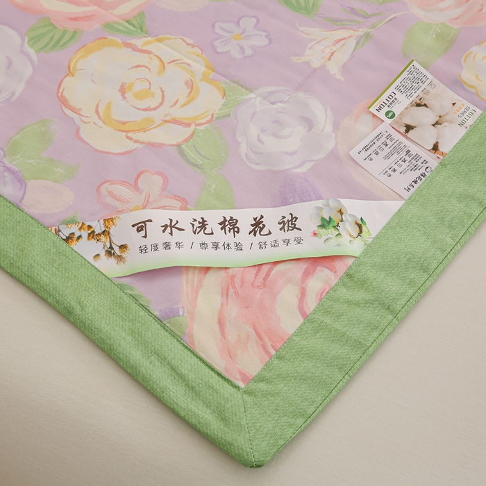 91家纺网 家纺一手货源 找家纺 锦鹭被业 2025新款A类里外全棉印花夏被 花幽兰