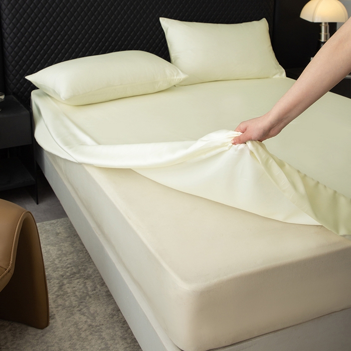 91家纺网 家纺一手货源 找家纺 简宜家居（朝初家纺） 2025新款兰精天丝单床笠 柔肌-绵白