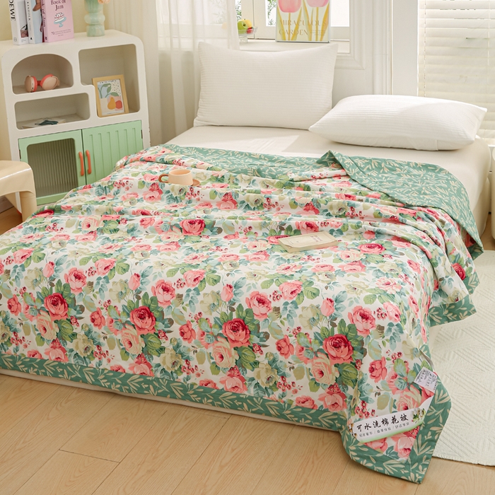 91家纺网 家纺一手货源 找家纺 锦鹭被业 2025新款A类里外全棉印花夏被 花舞