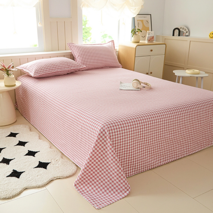 91家纺网 家纺一手货源 找家纺 2025新款全棉色织老粗布单床单 红尘