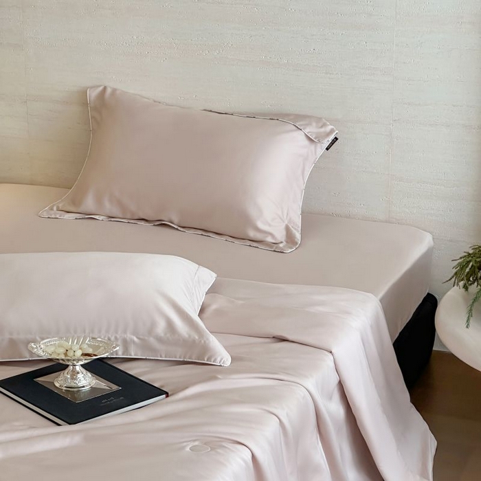 91家纺网 家纺一手货源 找家纺 茧羽世家 2025天丝纯色床笠夏被被子如丝系列 如丝 魅影粉