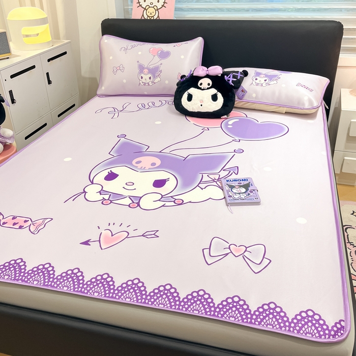 91家纺网 家纺一手货源 找家纺 暮思家居 2025新款正版授权A类大版数码印花三丽鸥可机洗1200D冰丝凉席可组合针织棉夏被四件套床笠款 床笠款-梦想库洛米