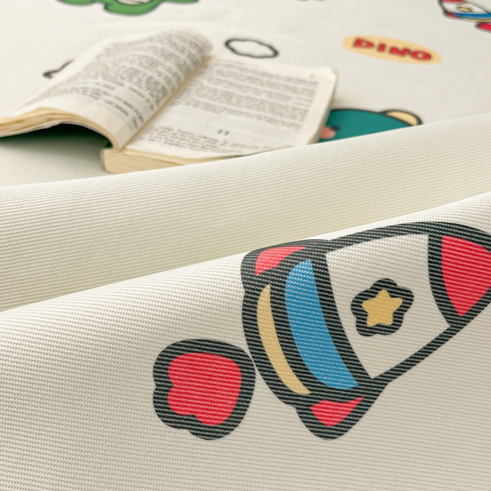 91家纺网 家纺一手货源 找家纺 绒艺席业 2025新款600D冰丝印花数码印花冰藤席卡通小清新系列 恐龙乐园