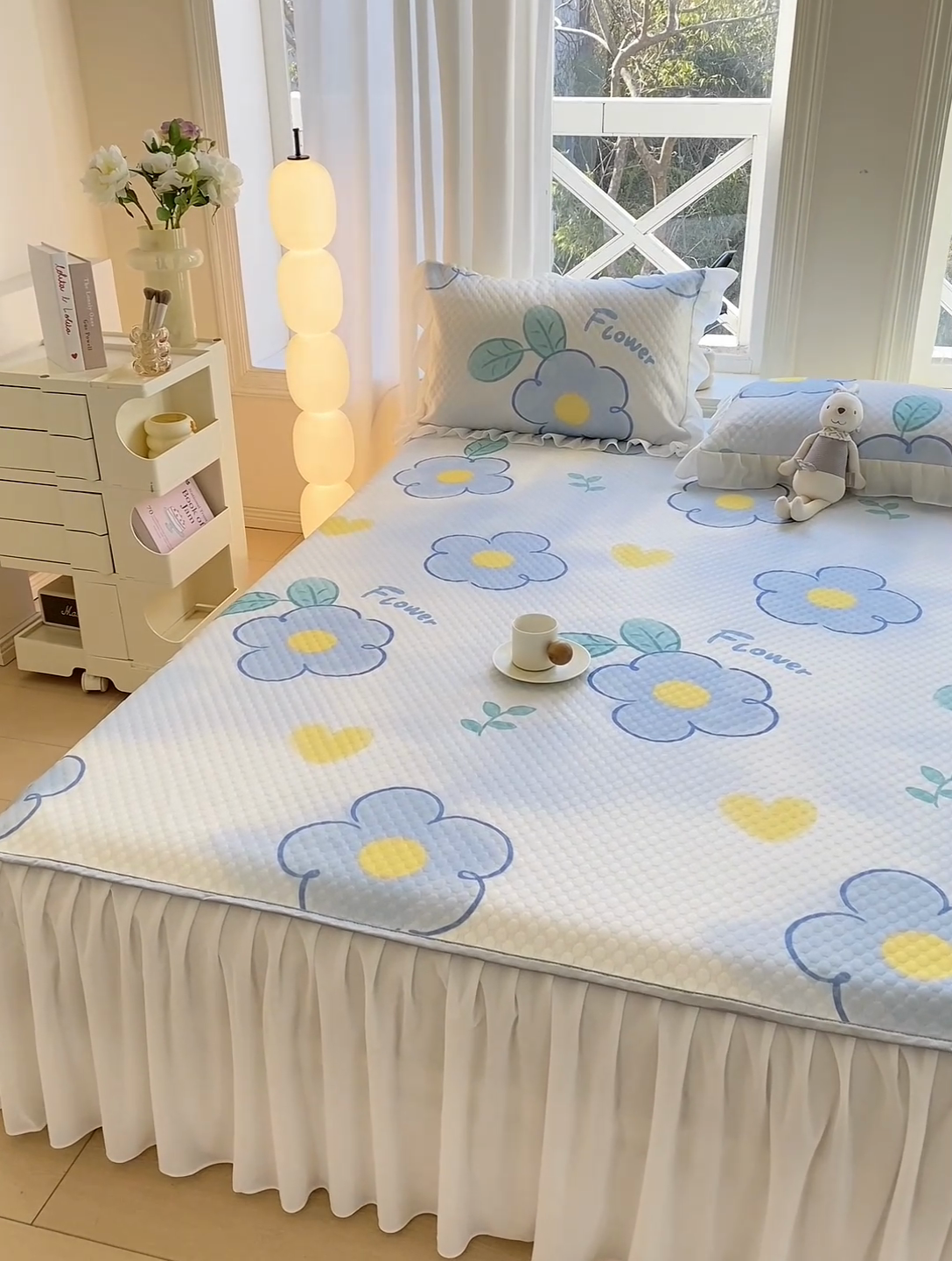 91家纺网 家纺一手货源 找家纺 康纳利2025新款A类冰豆豆床裙款凉席夏被四件套凉感丝空调被送买家秀 花语