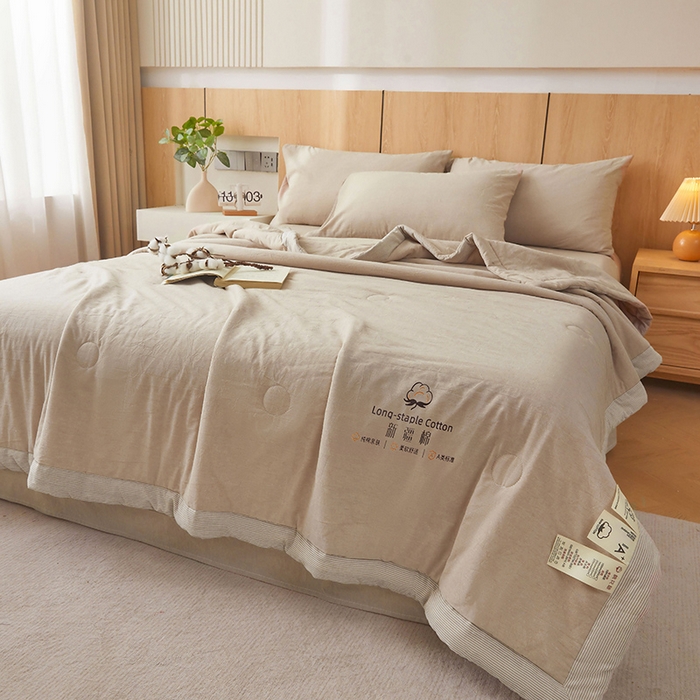 91家纺网 家纺一手货源 找家纺 2025新款无印风纯色100%新疆棉夏被夏凉被空调被棉花夏被棉花被子被芯爆款可机洗（包检测） 新疆棉-卡其