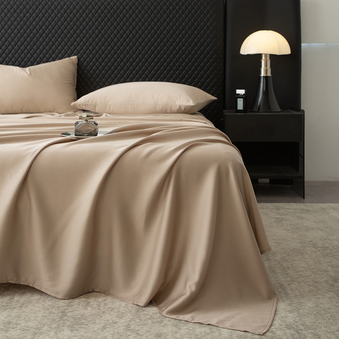 91家纺网 家纺一手货源 找家纺 简宜家居（朝初家纺） 2025新款A棉兰精天丝单床单 柔肌-奶茶