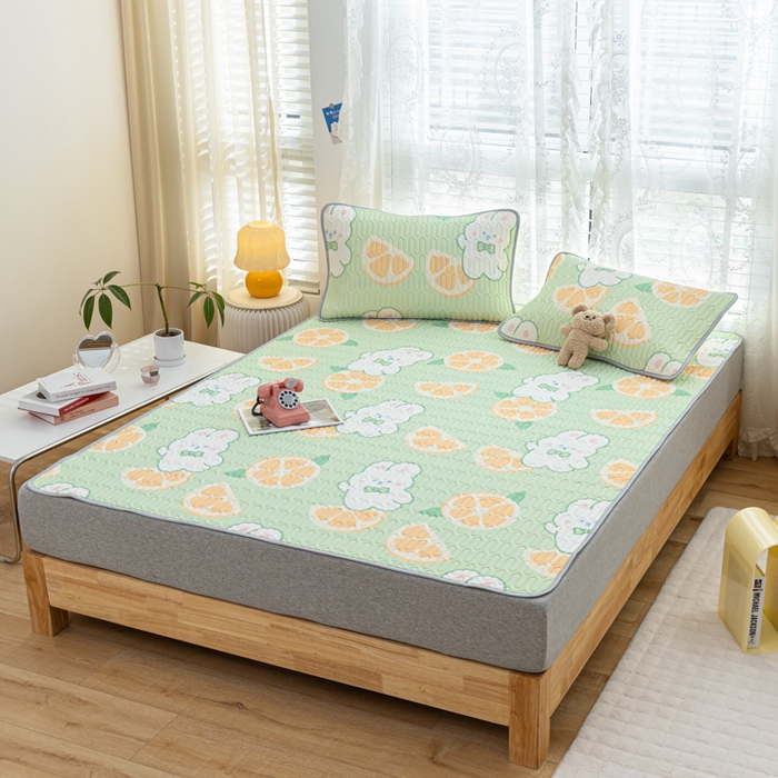 91家纺网 家纺一手货源 找家纺 默忆 2025新款凉感丝印花乳胶凉席 清凉夏日