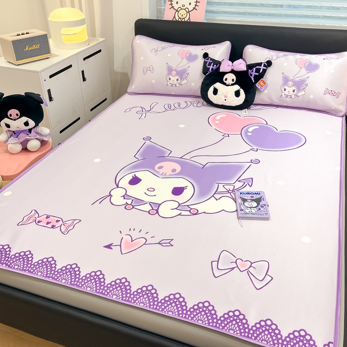 91家纺网 家纺一手货源 找家纺 暮思家居 2025新款正版授权A类大版数码印花三丽鸥可机洗1200D冰丝凉席可组合针织棉夏被四件套床笠款 床笠款-梦想库洛米