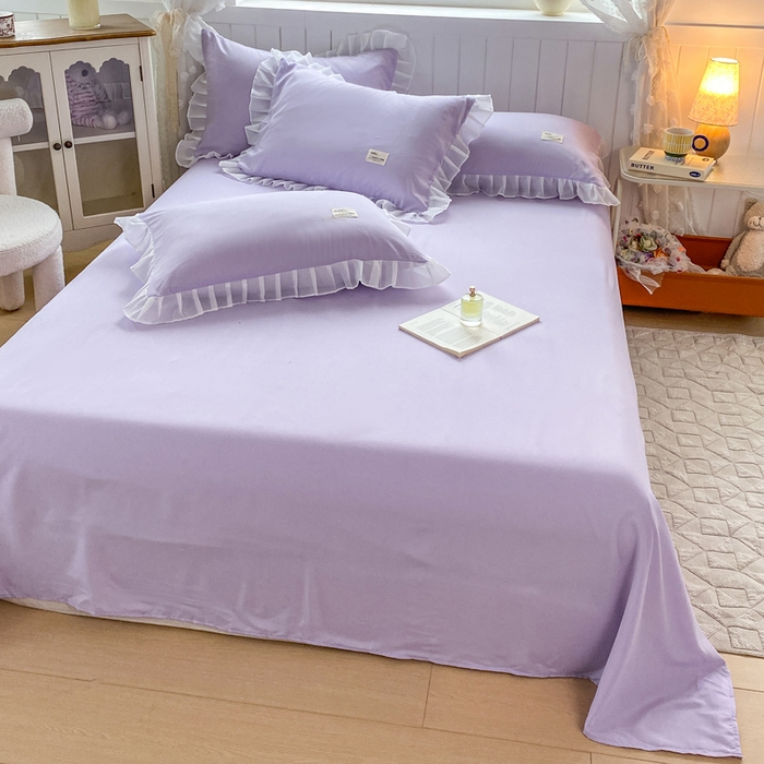 91家纺网 家纺一手货源 找家纺 红日子纺织品 2025新款韩版华夫格水洗棉四件套 香芋紫