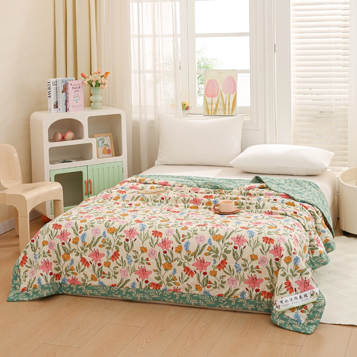 91家纺网 家纺一手货源 找家纺 锦鹭被业 2025新款A类里外全棉印花夏被 芳华