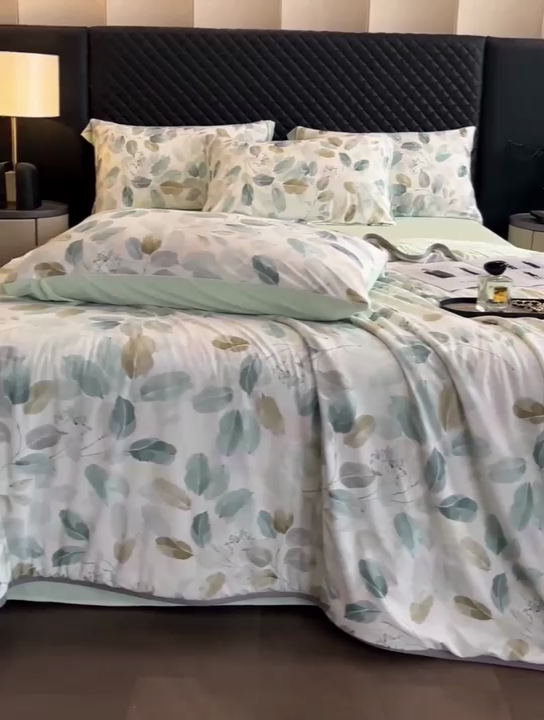 91家纺网 家纺一手货源 找家纺 花满路 2025新款成人夏被 墨染