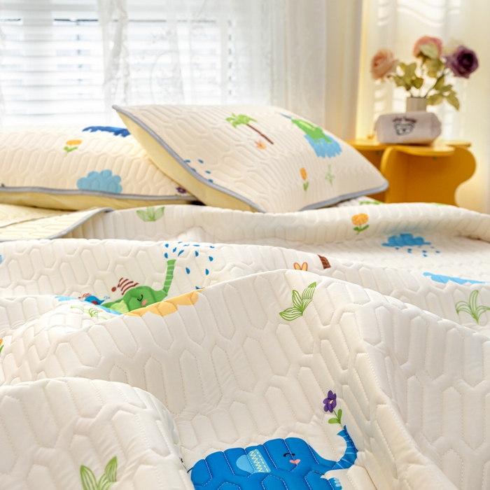 91家纺网 家纺一手货源 找家纺 默忆 2025新款凉感丝印花乳胶凉席 快乐小象