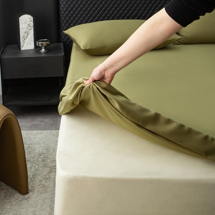 91家纺网 家纺一手货源 找家纺 简宜家居（朝初家纺） 2025新款兰精天丝单床笠 柔肌-松绿