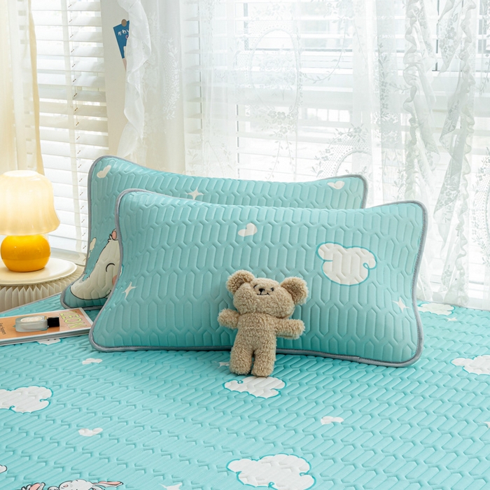 91家纺网 家纺一手货源 找家纺 默忆 2025新款凉感丝印花乳胶凉席 大白象