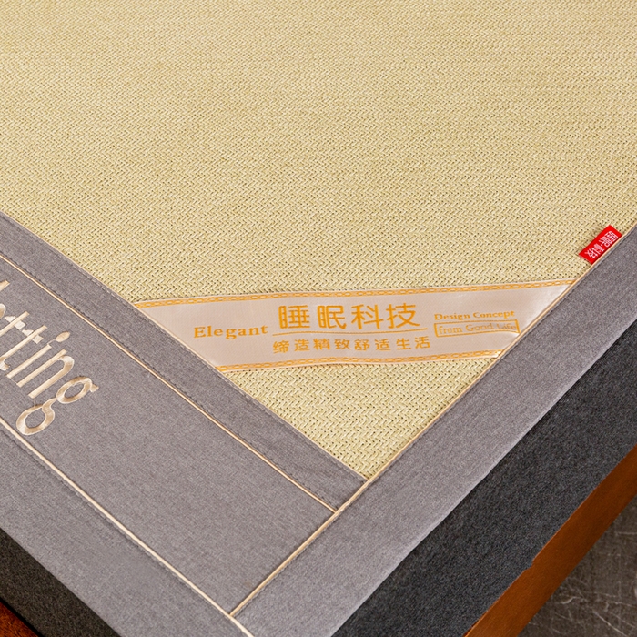 91家纺网 家纺一手货源 找家纺 卡罗兰 2025新款藤席凉席三件套床单床笠黄金藤系列 黄金藤香槟金-床席