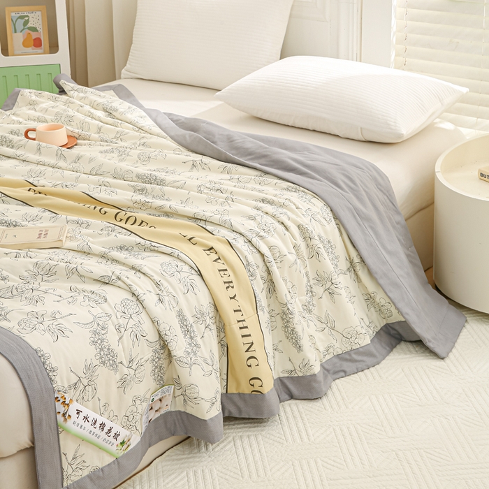 91家纺网 家纺一手货源 找家纺 锦鹭被业 2025新款A类里外全棉印花夏被 山茶花