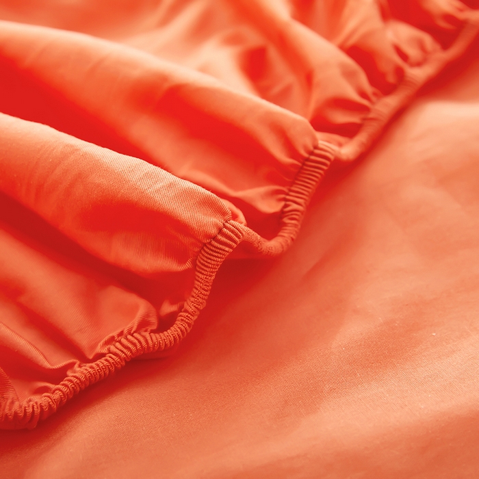 91家纺网 家纺一手货源 找家纺 艾橙家纺 2025新款正宗133x72喷气织造全棉纯棉纯色床笠三件套 桔色