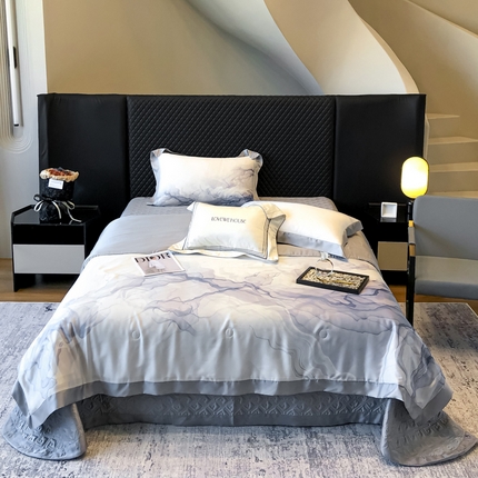 91家纺网 家纺一手货源 找家纺 （总）若未家居 LOVEWE HOUSE 2025新中式60天丝床盖夏被四件套水墨