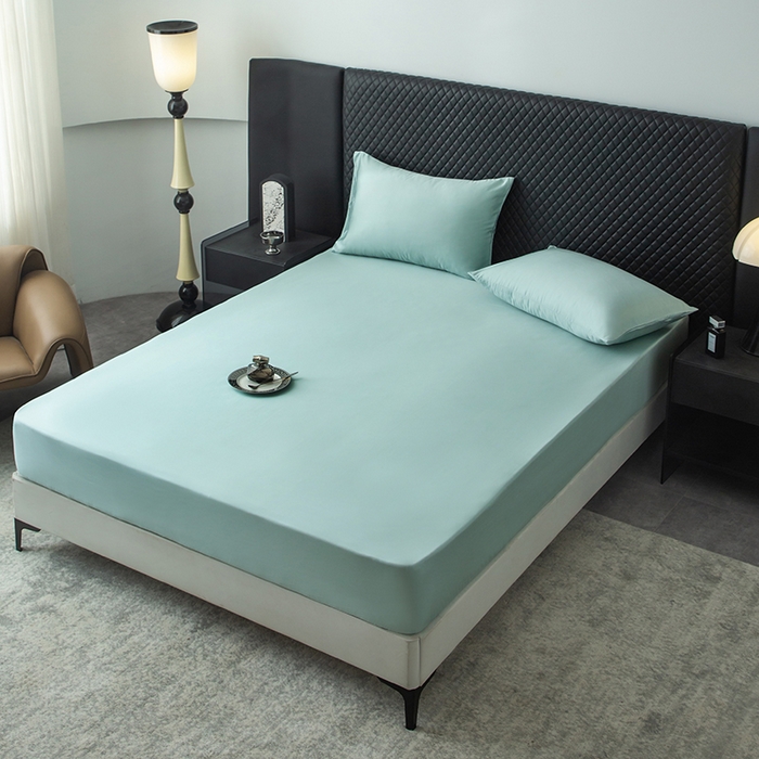 91家纺网 家纺一手货源 找家纺 简宜家居（朝初家纺） 2025新款兰精天丝单床笠 柔肌-水绿