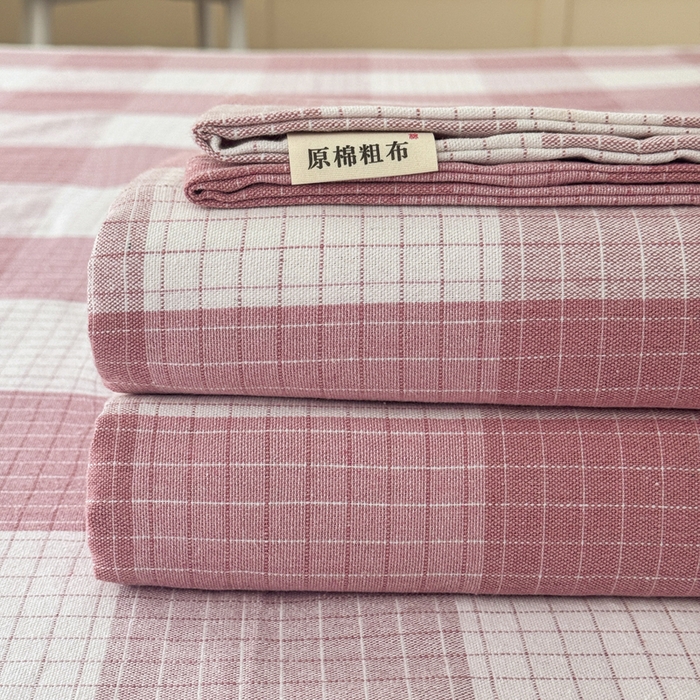 91家纺网 家纺一手货源 找家纺 2025新款全棉色织老粗布单床单 樱络