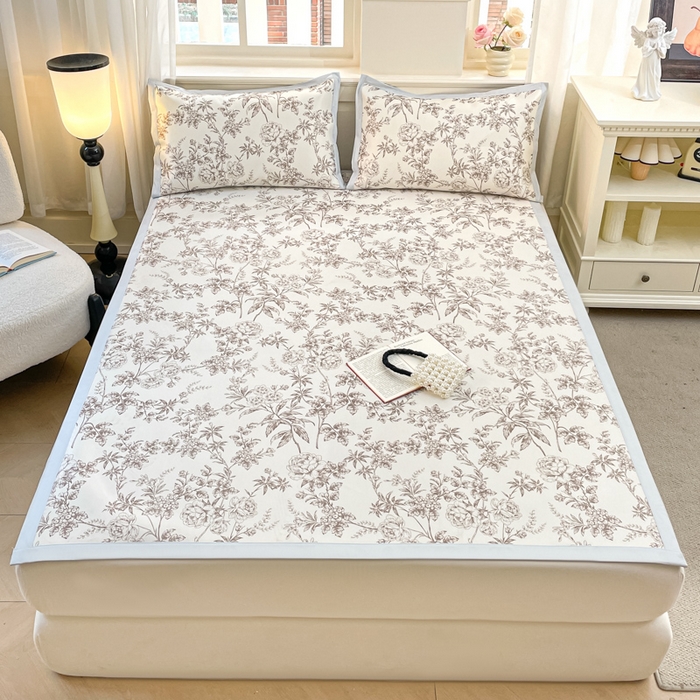 91家纺网 家纺一手货源 找家纺 绒艺席业 2025新款600D冰丝印花数码印花冰藤席赫本风系列 伊甸园