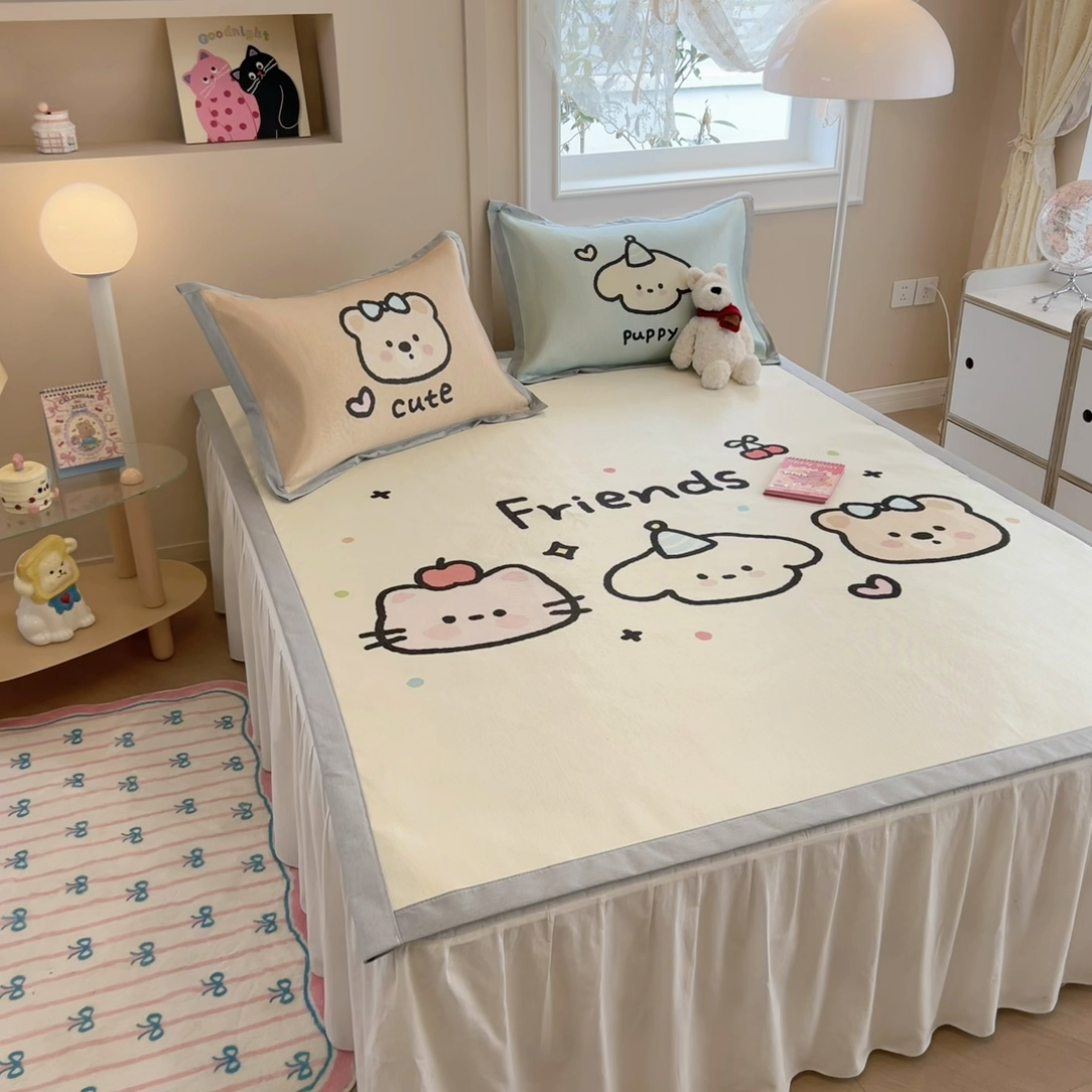 91家纺网 家纺一手货源 找家纺 （总）慕尚2025新款大板卡通冰丝席三件套