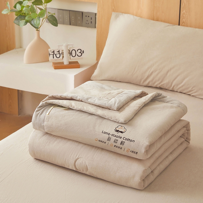 91家纺网 家纺一手货源 找家纺 2025新款无印风纯色100%新疆棉夏被夏凉被空调被棉花夏被棉花被子被芯爆款可机洗（包检测） 新疆棉-卡其