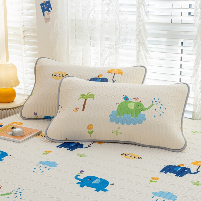 91家纺网 家纺一手货源 找家纺 默忆 2025新款凉感丝印花乳胶凉席 快乐小象