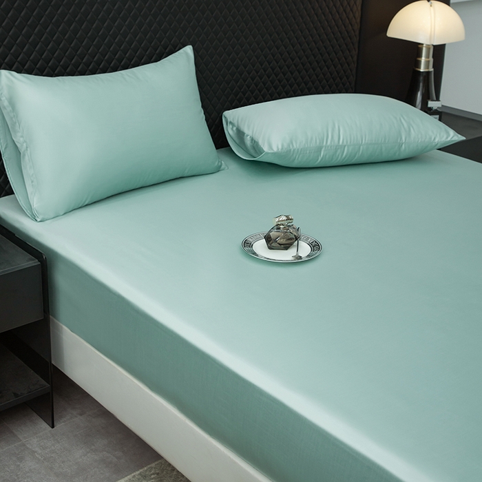 91家纺网 家纺一手货源 找家纺 简宜家居（朝初家纺） 2025新款兰精天丝单床笠 柔肌-水绿