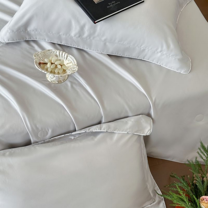 91家纺网 家纺一手货源 找家纺 茧羽世家 2025天丝纯色床笠夏被被子如丝系列 如丝 蜜桃灰