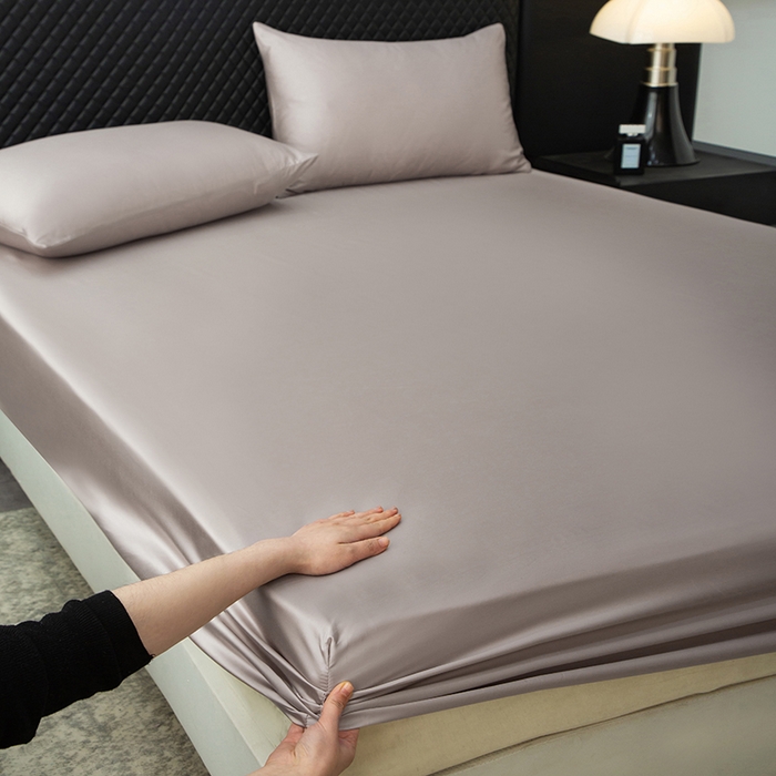 91家纺网 家纺一手货源 找家纺 简宜家居（朝初家纺） 2025新款兰精天丝单床笠 柔肌-棕咖