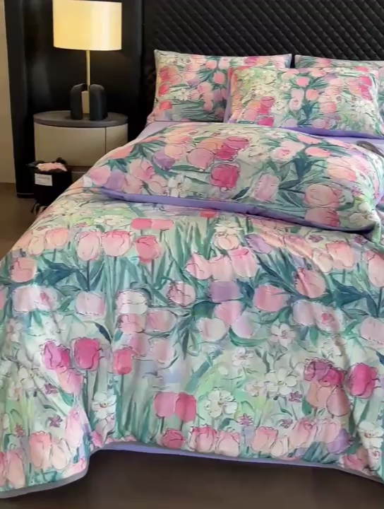 91家纺网 家纺一手货源 找家纺 花满路 2025新款成人夏被 碧海